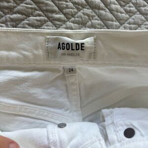 Agolde Riley High Rise Straight White Jeans - Size 24